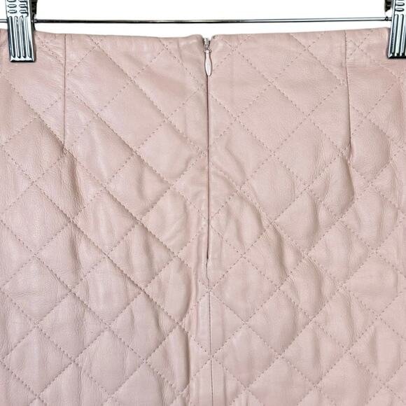 Intermix x Love Leather NWT Blush Pink Lamb Leather Quilted Mini Skirt - Picture 4 of 8
